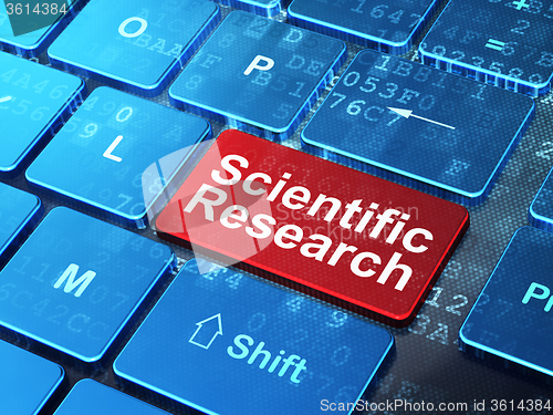 Image of Science concept: Scientific Research on computer keyboard background