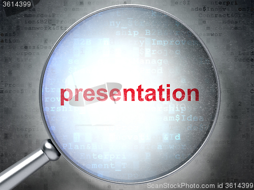 Image of Advertising concept: Presentation with optical glass