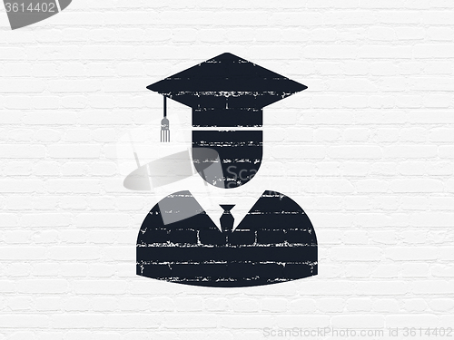 Image of Learning concept: Student on wall background