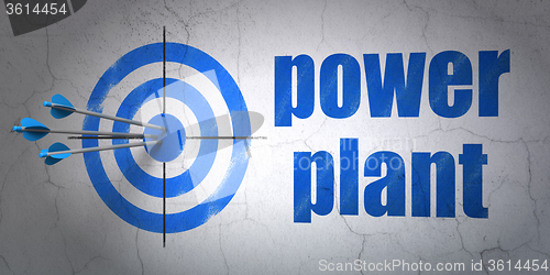 Image of Industry concept: target and Power Plant on wall background