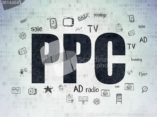 Image of Advertising concept: PPC on Digital Paper background