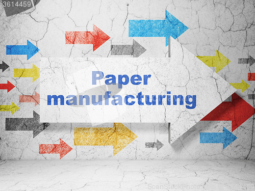 Image of Industry concept: arrow with Paper Manufacturing on grunge wall background