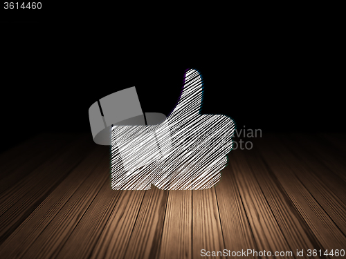 Image of Social network concept: Thumb Up in grunge dark room