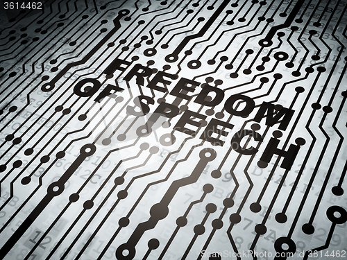 Image of Politics concept: circuit board with Freedom Of Speech