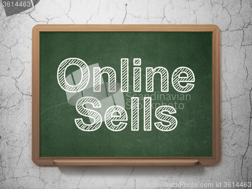 Image of Marketing concept: Online Sells on chalkboard background