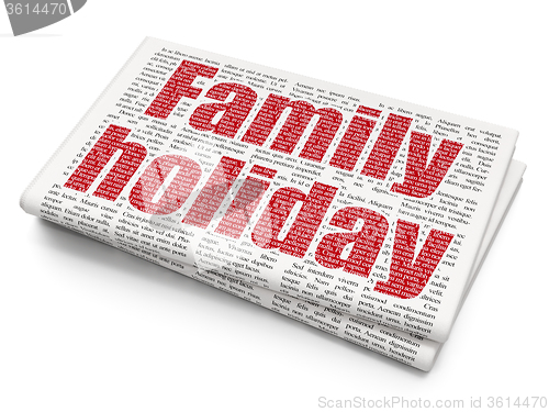 Image of Vacation concept: Family Holiday on Newspaper background