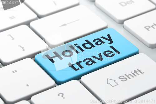Image of Tourism concept: Holiday Travel on computer keyboard background