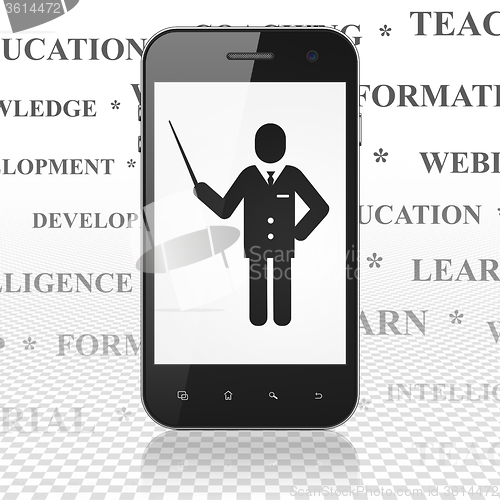 Image of Studying concept: Smartphone with Teacher on display