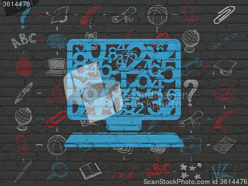 Image of Education concept: Computer Pc on wall background