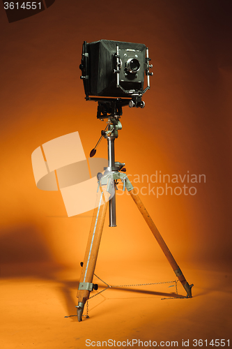 Image of Vintage retro camera on a tripod