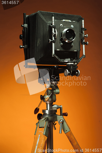 Image of Vintage retro camera on a tripod