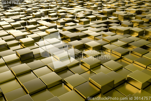 Image of golden metallic cubes