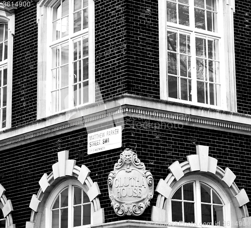 Image of in europe london old red brick wall and  historical window