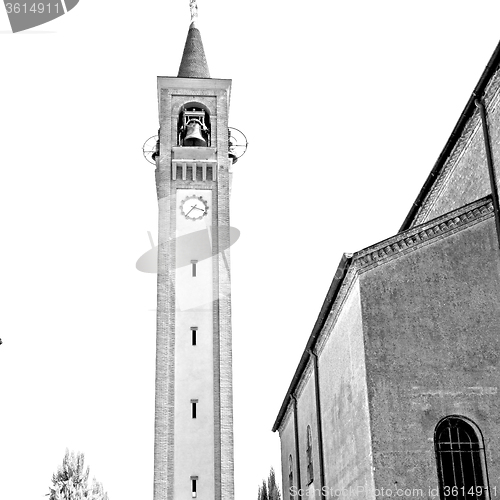 Image of  building  clock tower in italy europe old  stone and bell