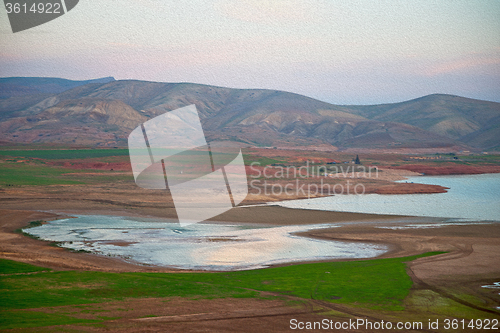 Image of pond and lake in the mountain morocco land 