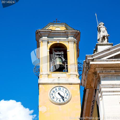 Image of  building  clock tower in italy europe old  stone and bell