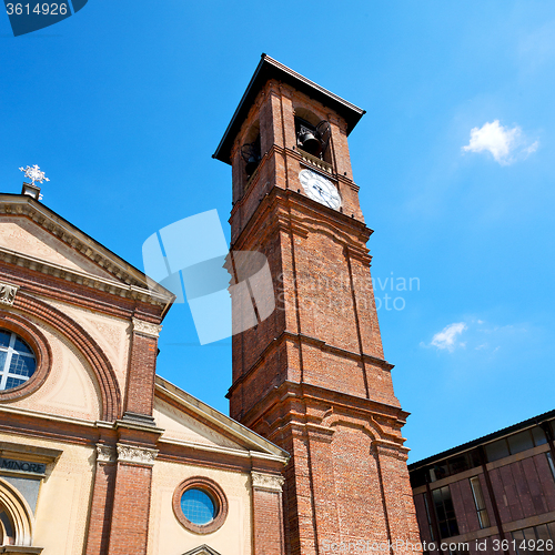 Image of  building  clock tower in italy europe old  stone and bell