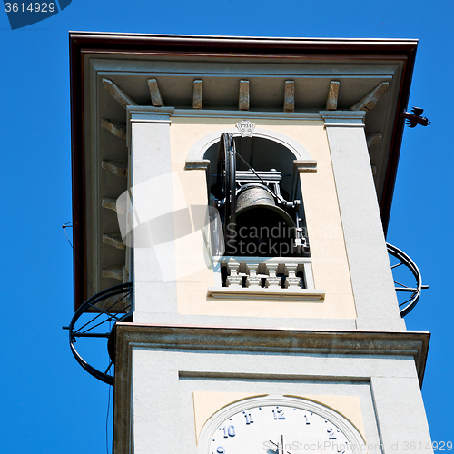 Image of  building  clock tower in italy europe old  stone and bell