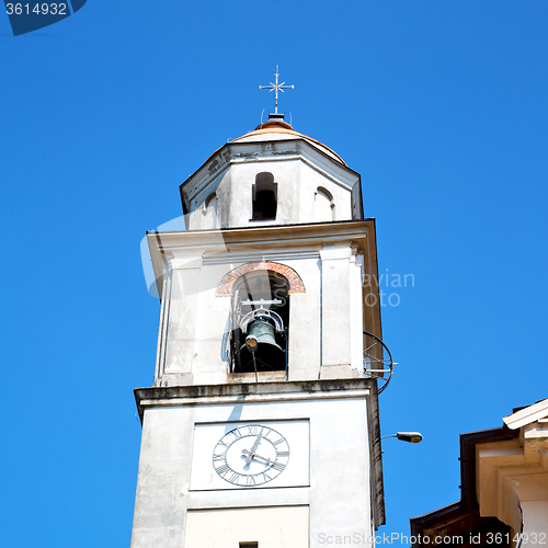Image of  building  clock tower in italy europe old  stone and bell
