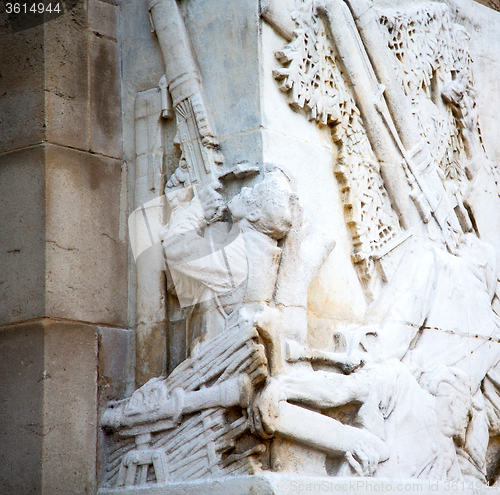 Image of england  historic   marble and statue in old city of london 