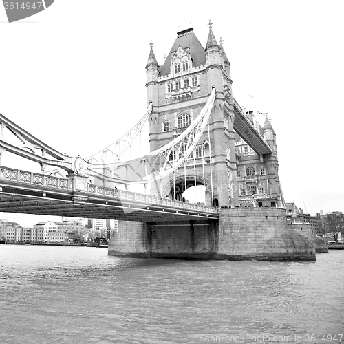 Image of london tower in england old bridge and the cloudy sky