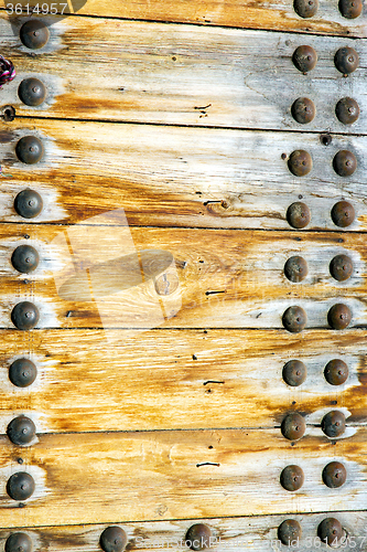 Image of brown  morocco in africa the old wood  facade  safe padlock 