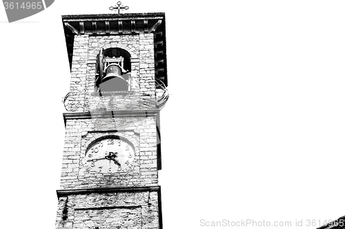 Image of  building  clock tower in italy europe old  stone and bell