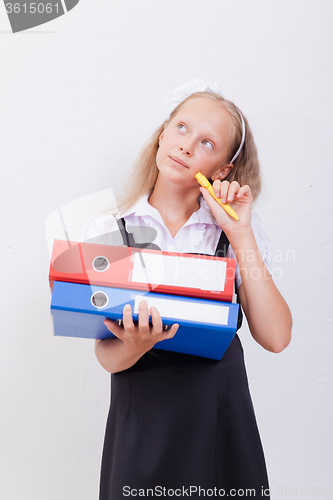 Image of Schoolgirl with folders 