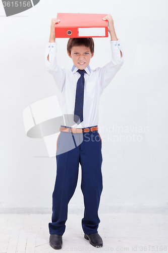 Image of The boy with folders 