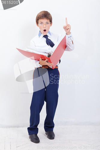 Image of The boy with folders 