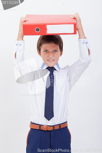 Image of The boy with folders 