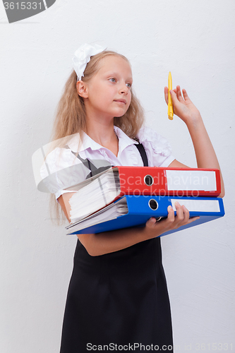 Image of Schoolgirl with folders 