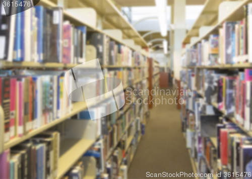 Image of Blurry Library Aisle Background