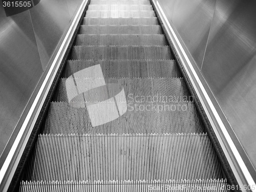 Image of Black and white Escalator stair