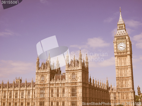 Image of Retro looking Houses of Parliament in London