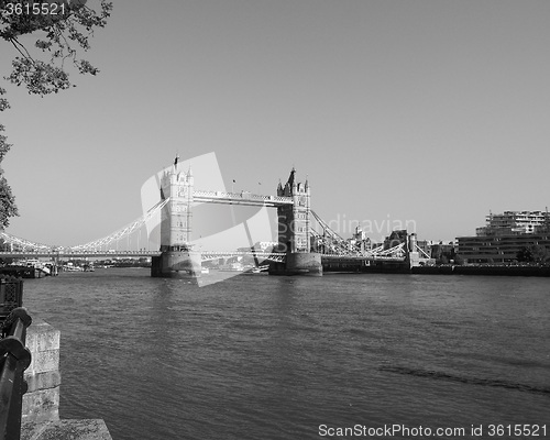 Image of Black and white Tower Bridge in London