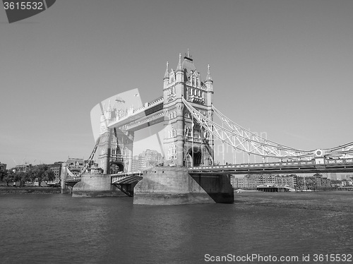 Image of Black and white Tower Bridge in London