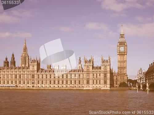 Image of Retro looking Houses of Parliament in London