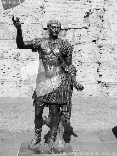 Image of Black and white Trajan statue in London