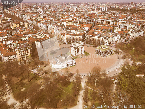 Image of Retro looking Milan aerial view