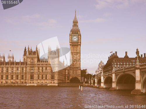 Image of Retro looking Houses of Parliament in London