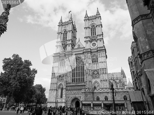 Image of Black and white Westminster Abbey in London