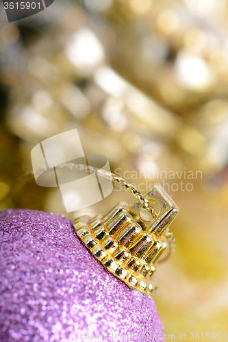 Image of Christmas background with baubles and beauty bokeh, new year concept, close up