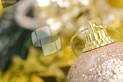 Image of Christmas background with baubles and beauty bokeh, new year concept, close up