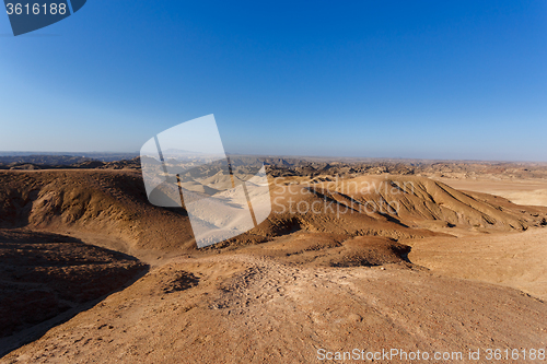 Image of panorama of fantrastic Namibia moonscape landscape