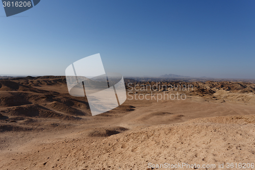 Image of panorama of fantrastic Namibia moonscape landscape