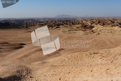 Image of panorama of fantrastic Namibia moonscape landscape