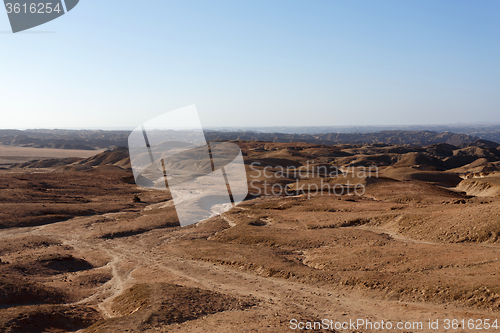 Image of panorama of fantrastic Namibia moonscape landscape