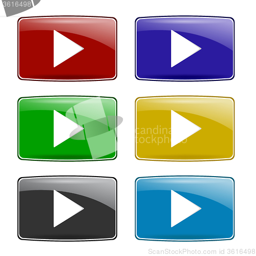 Image of Set of Colorful Play Icons