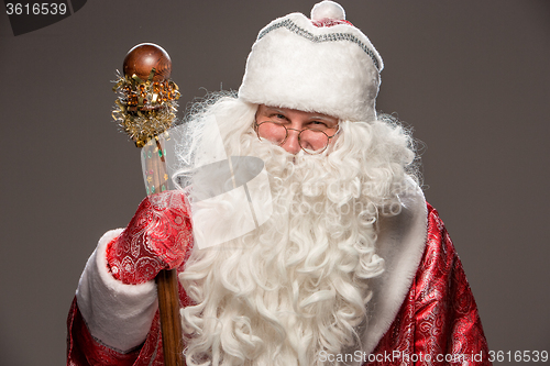 Image of happy Santa Claus looking at camera